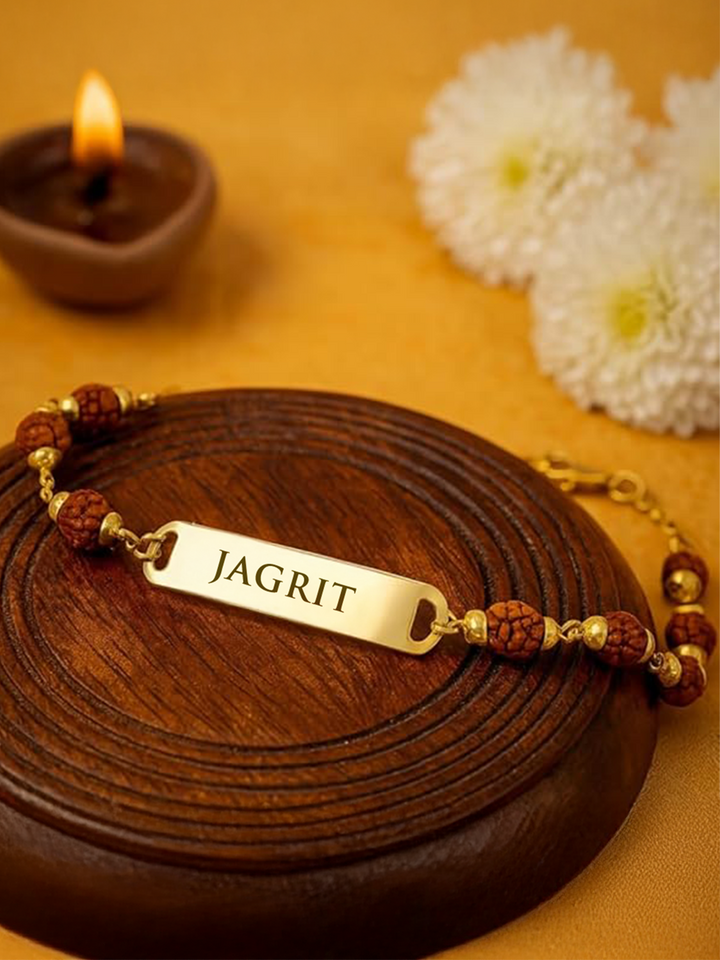 Rudraksha Metal Rakhi Bracelet